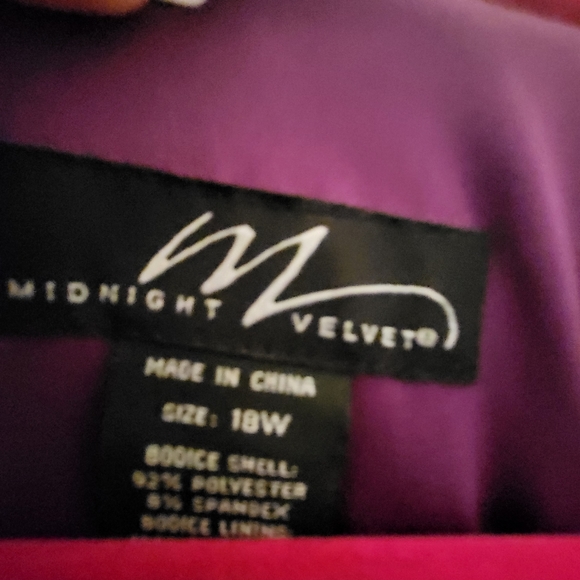 18W Midnight Velvet hi lo Velvet & satin look bottom midi dress NWOT - Picture 4 of 6